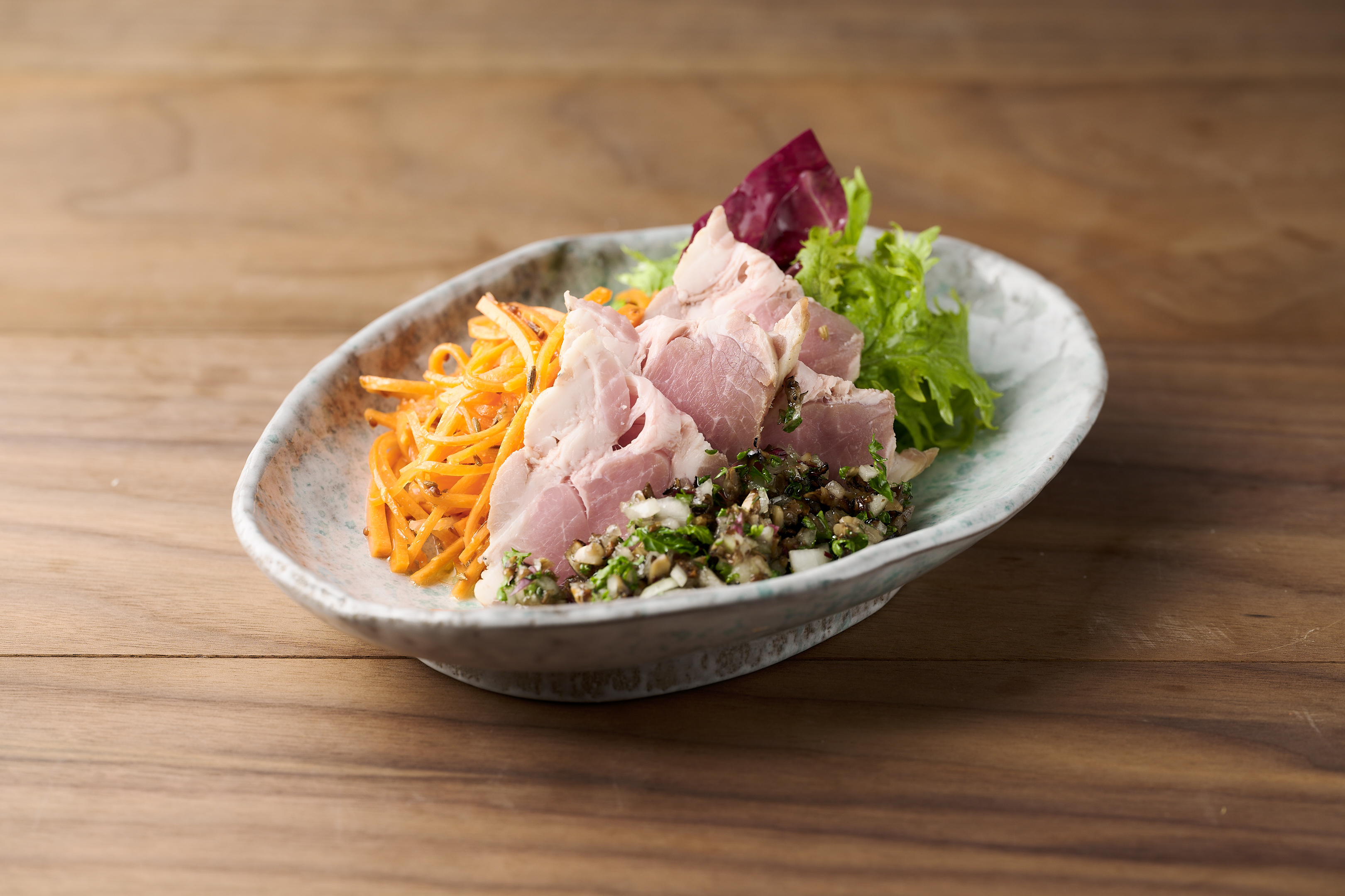 キノコと魚　Naturale コース料理の盛り合わせ